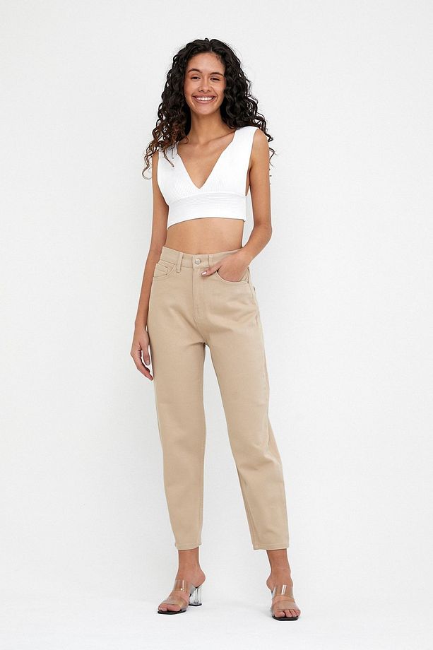 Açık Bej Slouchy Pantolon - 1