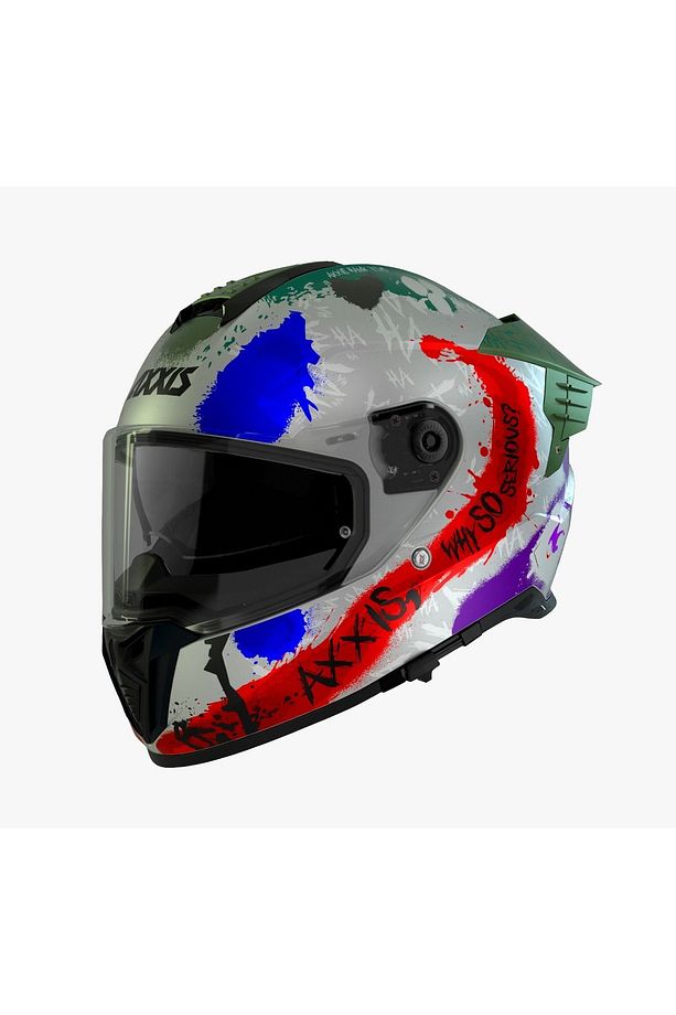 MOTORÜZGAR'DAN AXXİS Hawk Evo SV SICK JOKE A2 MATT GREY FULL FACE KASK - 1