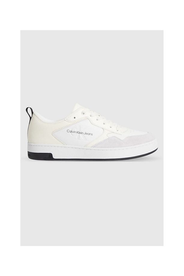 Erkek Logolu Bağcıklı Deri Bej Sneaker Ym0ym00574-0f6 - 1