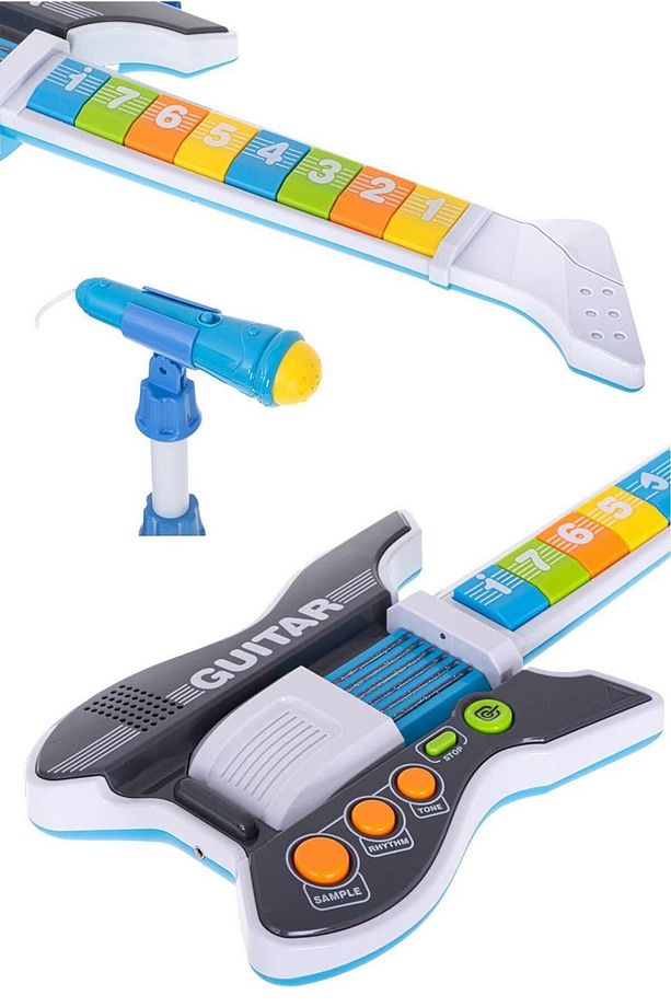 Rg-035bk Mikrofonlu Tuşlu Çocuk Elektro Oyuncak Gitar (MİKROFON STANDI VE ASKI DAHİL) - 5