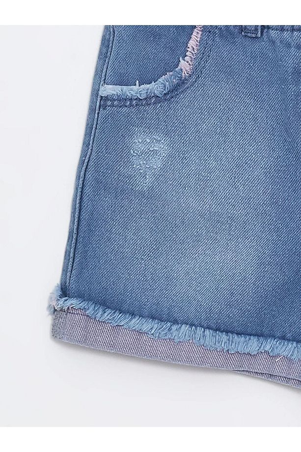 LCW baby Beli Lastikli Basic Kız Bebek Jean Şort - 2
