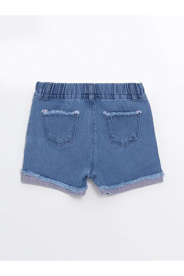 LCW baby Beli Lastikli Basic Kız Bebek Jean Şort - 3