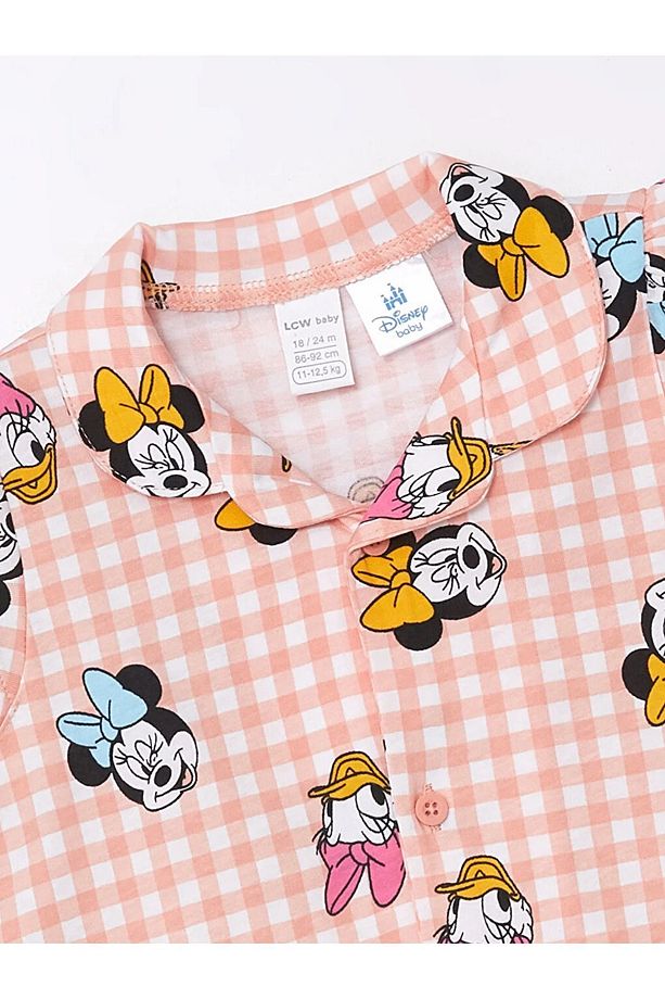 LCW baby Bisiklet Yaka Minnie Mouse Baskılı Kız Bebek Şortlu Pijama Takımı - 3