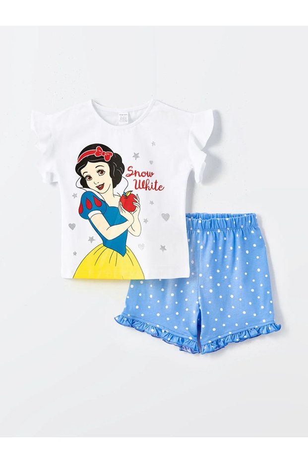 Lcw baby crew neck short sleeve cotton princess Printed baby girl pajama set with shorts