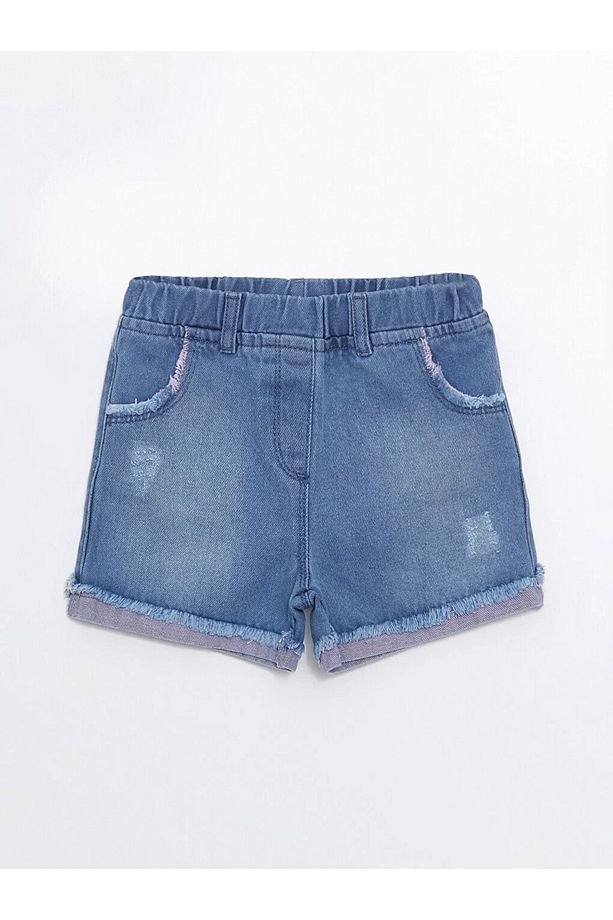 LCW baby Beli Lastikli Basic Kız Bebek Jean Şort - 1
