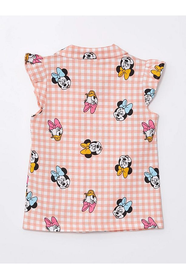 LCW baby Bisiklet Yaka Minnie Mouse Baskılı Kız Bebek Şortlu Pijama Takımı - 4
