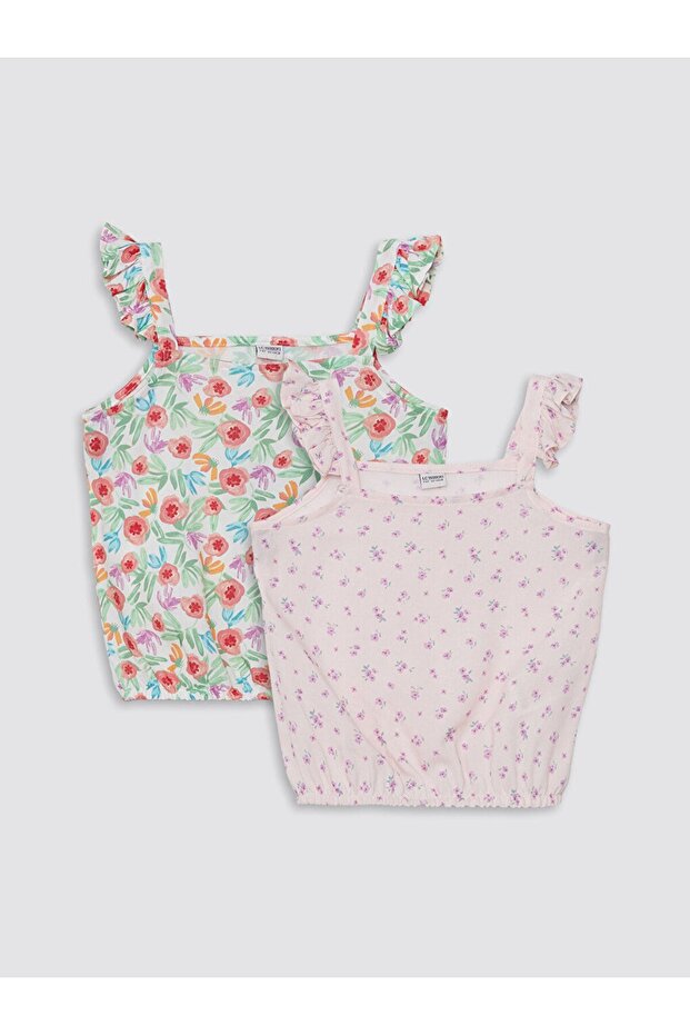 Square Collar Floral Girl's Crop Blouse 2-Pack