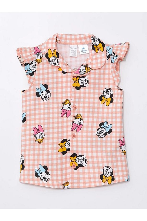 LCW baby Bisiklet Yaka Minnie Mouse Baskılı Kız Bebek Şortlu Pijama Takımı - 2