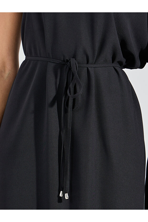 فستان ماكسي سادة بكتف واحد - 3