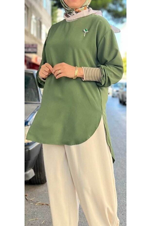 broş detaylı tunik - 3