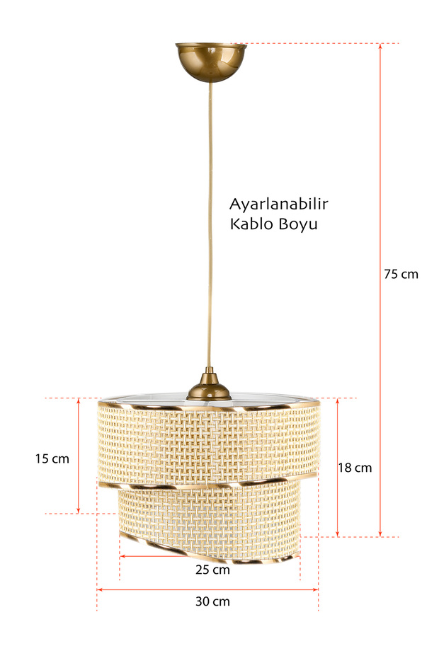 Stara Gold Şeritli Hazeran Sarkıt Avize - 2