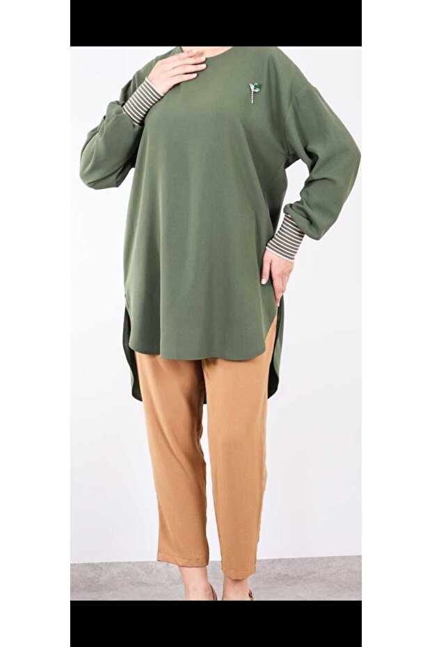 broş detaylı tunik - 1