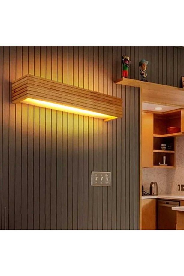 Yansıtma Tasarımlı Çift Yönlü Ahşap Salon Hol Cafe Otel Duvar Aplik Avize - 5