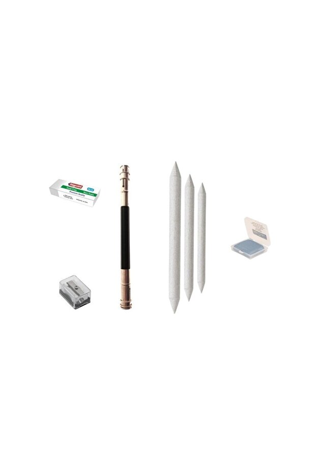 Sketch Aid Material Set 3-Piece Dispenser + Pen Extension Apparatus + Eraser + Dough Eraser + Pen Opener