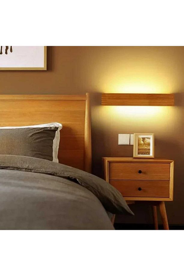 Yansıtma Tasarımlı Çift Yönlü Ahşap Salon Hol Cafe Otel Duvar Aplik Avize - 4