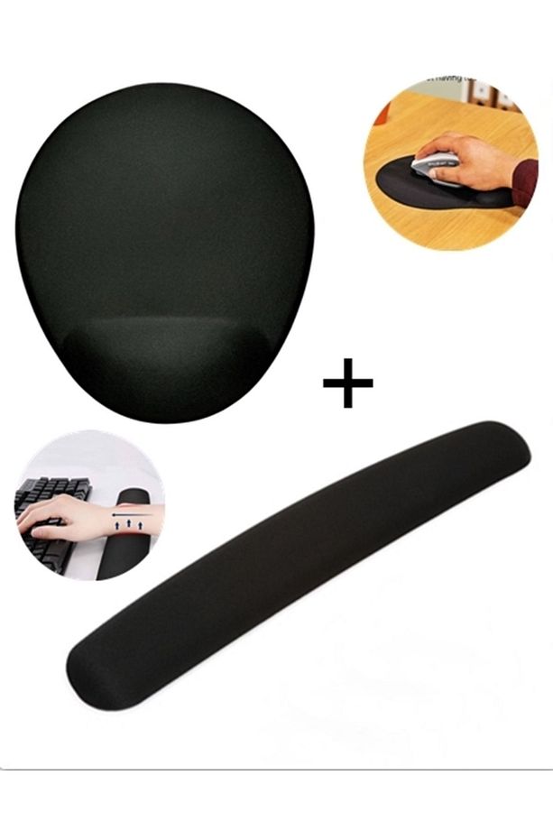 2'li Bilek Destekli Mouse ve Klavye Pedi Seti - Kaymaz Mousepad ve Klavye Desteği Seti - Fare Pedi - 1