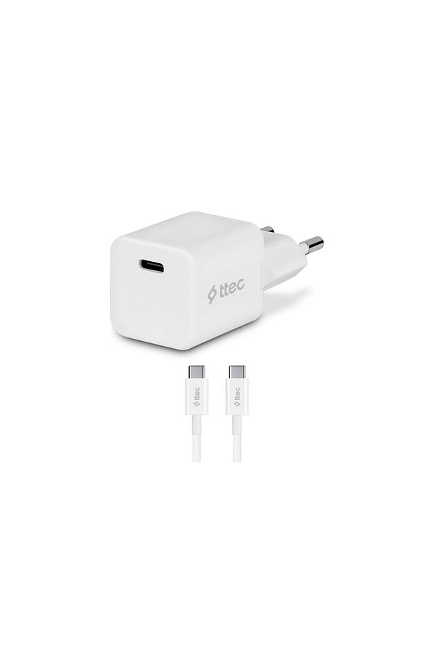 SmartCharger 20W PD Seyahat Hızlı Şarj Aleti + USB-C - USB-C 3A Kablo Beyaz TYP-C - 1