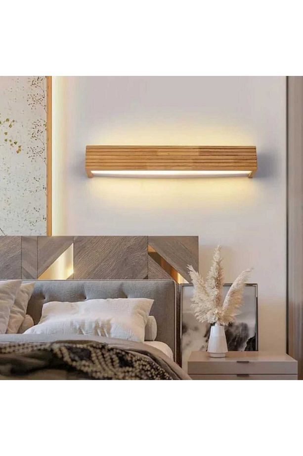 Yansıtma Tasarımlı Çift Yönlü Ahşap Salon Hol Cafe Otel Duvar Aplik Avize - 2