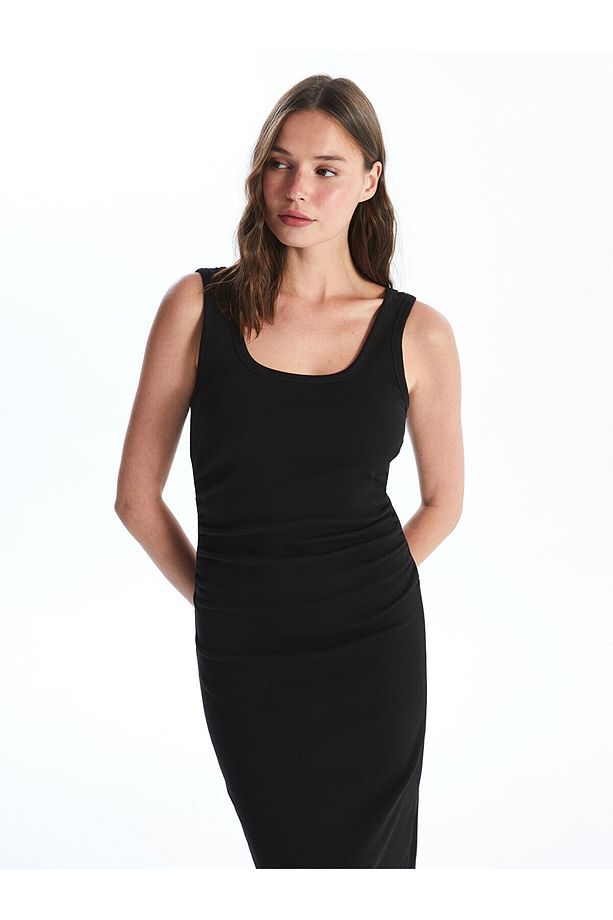 LCW Kadın U Yaka Düz Bodycon Elbise - 3