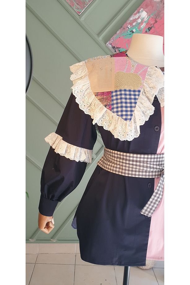 patchwork yaka detylı özel tasarım tunik - 4