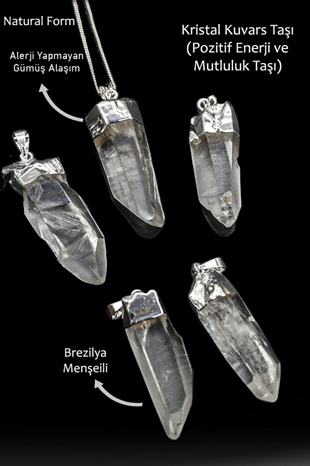 Certified Raw Unprocessed Crystal Quartz Stone Necklace - Brazil
