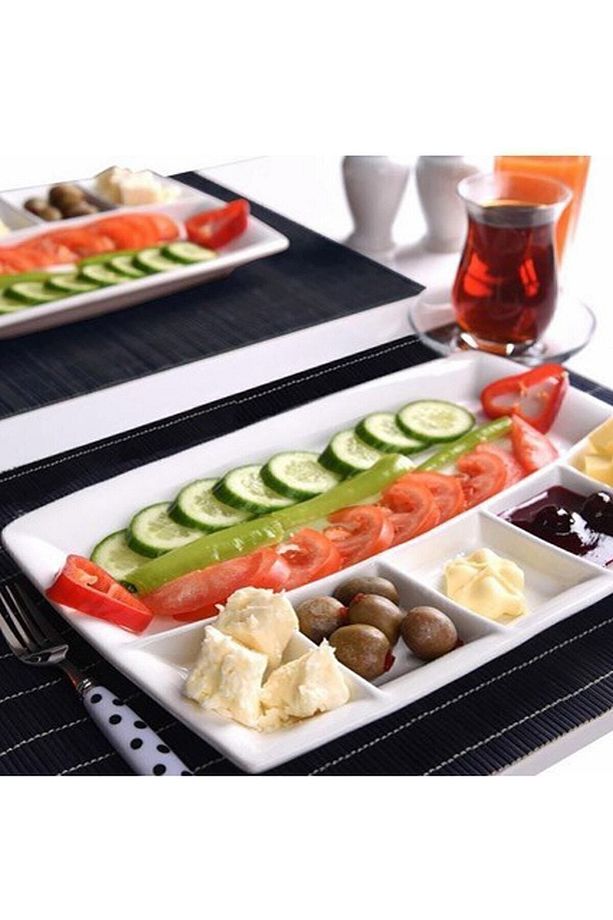 Beyaz 6 Bölmeli Kahvaltı Tabağı - 1