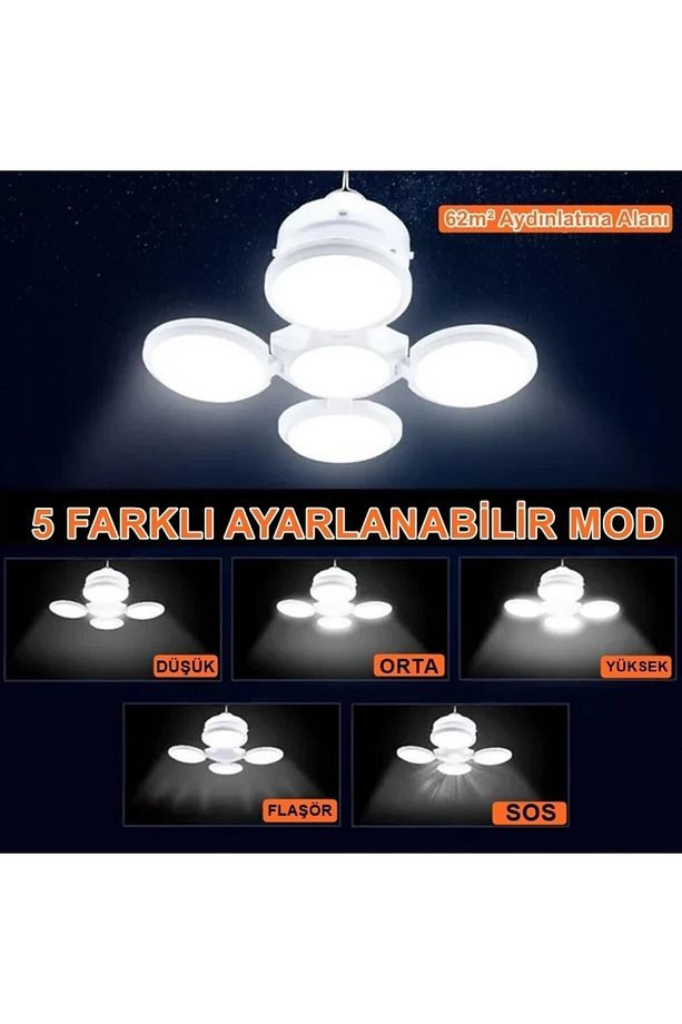 2 ADET YUVARLAK Solar Ve Şarjlı Kamp Bahçe Lambası Işıldak Led Aydınlatma Güneş Enerjili Çadır Led - 3