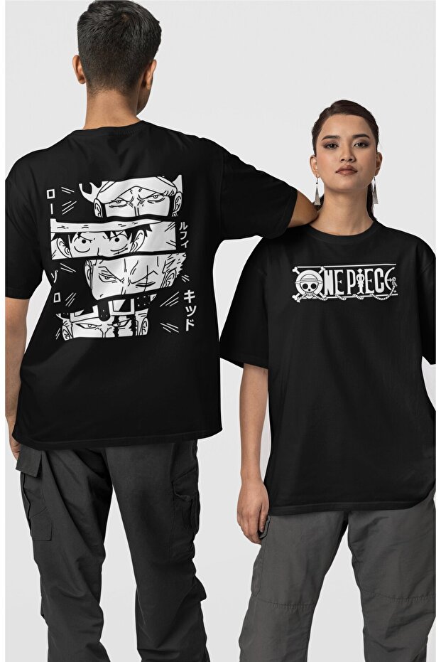 Oversize Manga One Piece Characters Back Printed Unisex T-Shirt