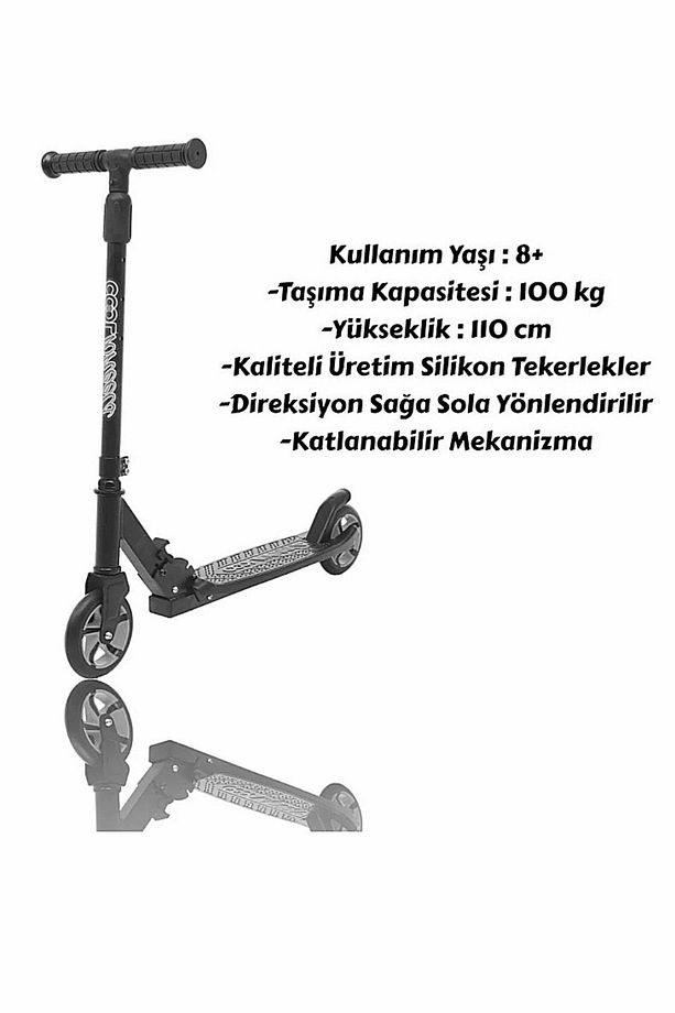Kaliteli Gri Çocuk Scooter Katlanabilir 2 Teker (8 Yaş ve Üzeri) Max 100 Kadar Taşır - 4