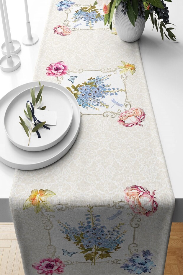 Rose Patterned Stain Resistant Fabric Living Room Kitchen Table Changed Ranir Models Runner