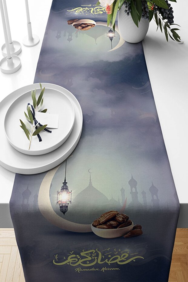 فانوس رمضان وبقع الهلال - عداء طاولة المطبخ لغرفة المعيشة من القماش المقاوم للصدأ