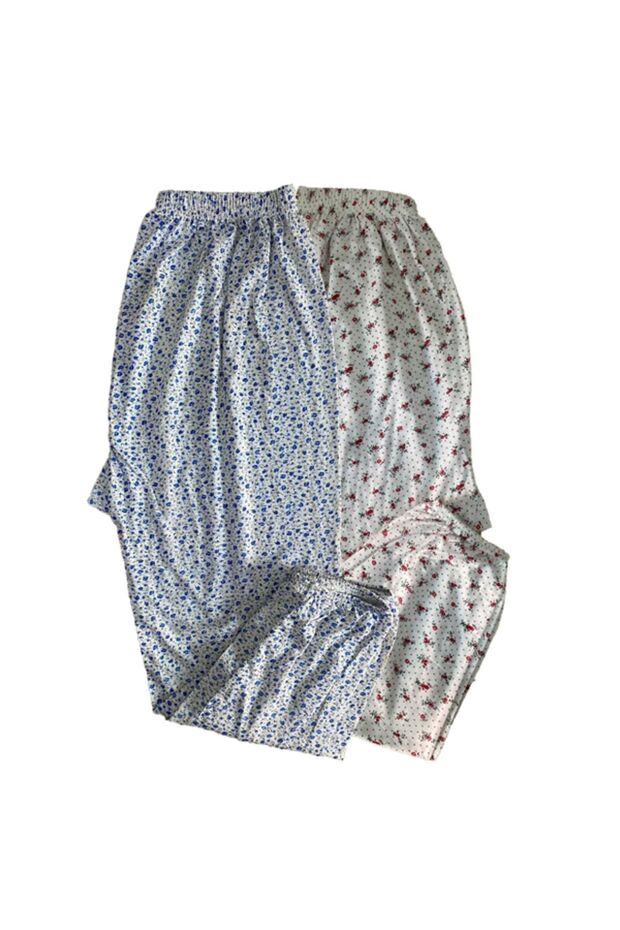 Women's Mother 2-Piece Patterned Short Elastic Waist Combed Cotton Pajama Bottom