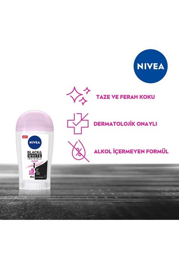 Nıvea Kadın Stick Deodorant Black&white Invisible Clear 48 Saat Anti-perspirant Koruma 40ml - 5