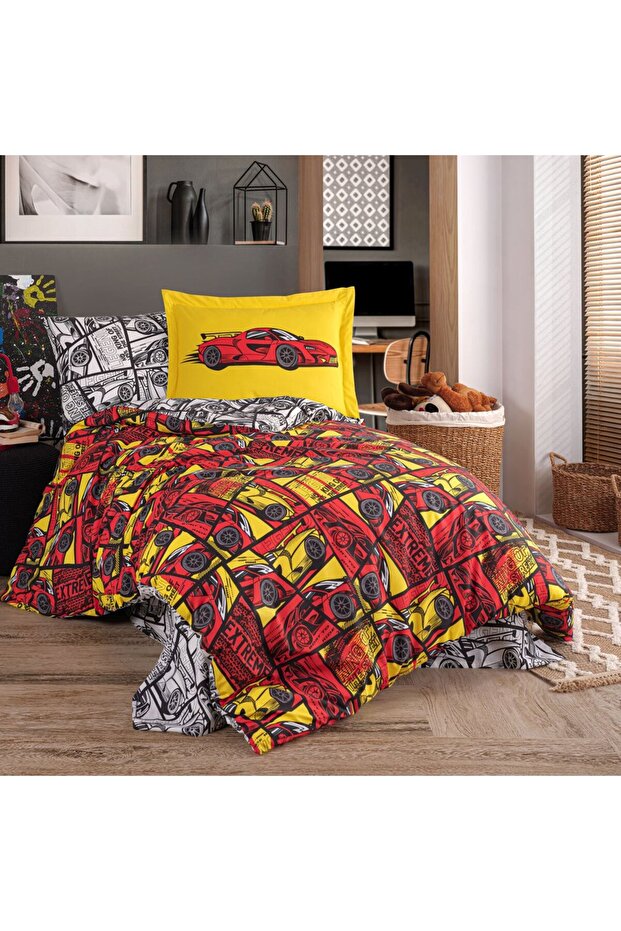 Cars Red - طقم غطاء لحاف فردي من Poplin Studio