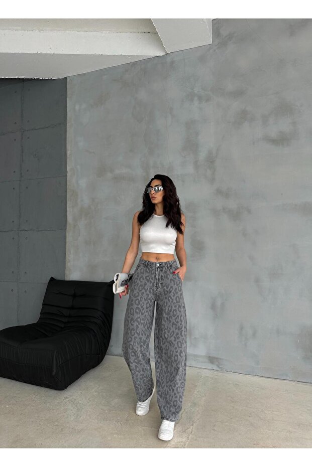 ZEO Basic Skater Штани - Леопардовий принт Джинсові - 1