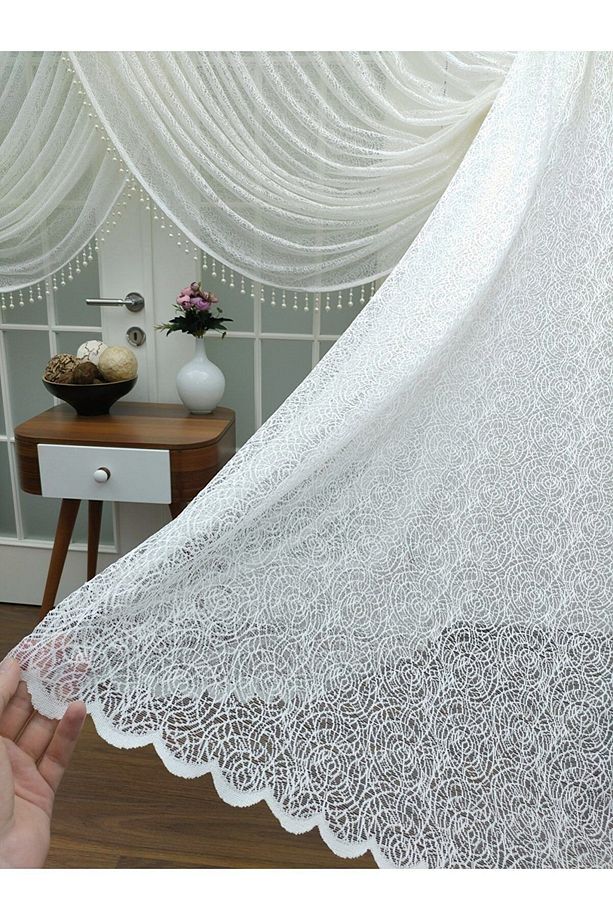 Özel Örme Dokulu Kruvaze Tül ( Boncuk Dahil ) 350x250, 1/4 Sık Pile - 1