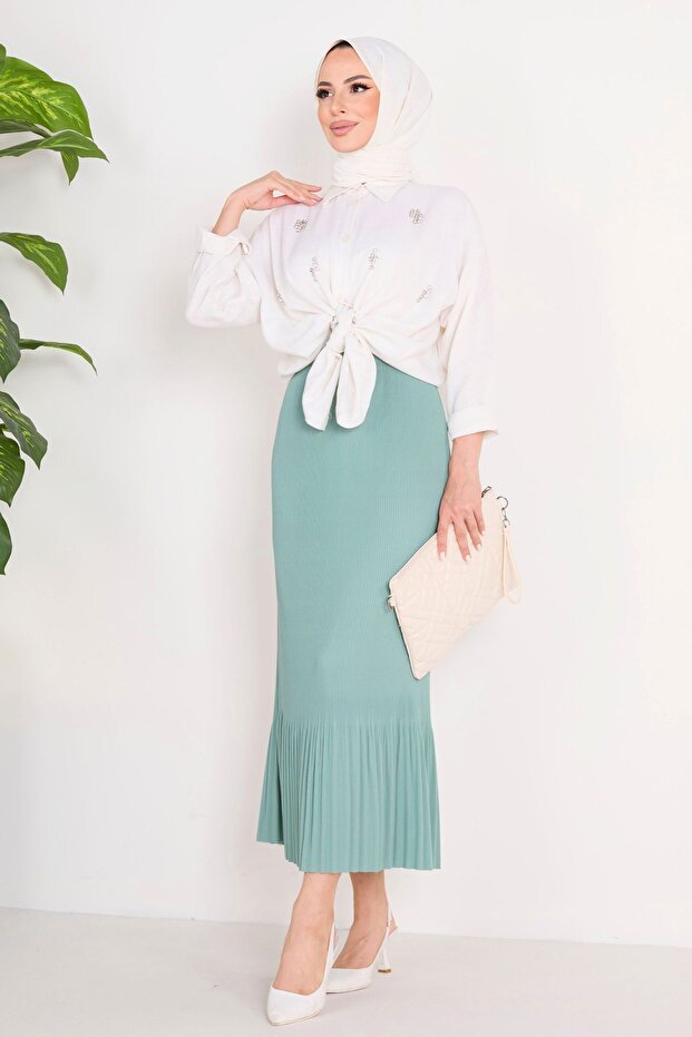 23027-CAGLA Pleated Skirt