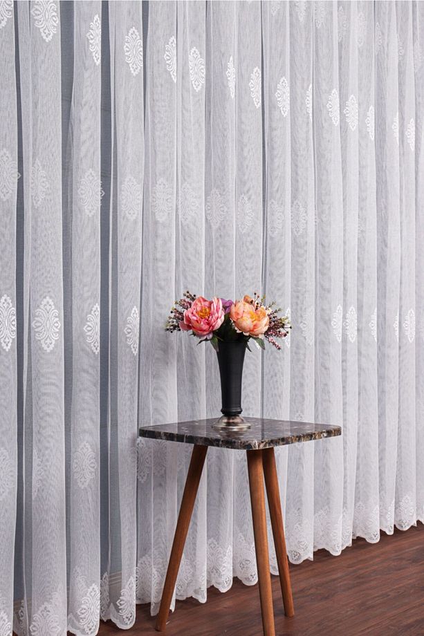 Serpme Damaks Desen Örme Tül Perde, 300x250cm, 1/2 Seyrek Pile, Elısıon01501 - 3