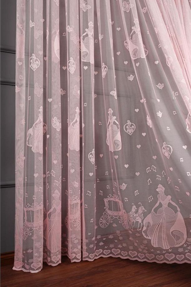 Cinderella Desen Pembe Örme Tül Perde, 350 X 250cm, 1/2 Seyrek Pile - 3
