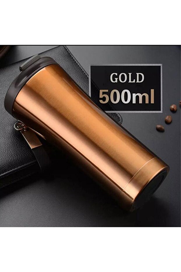 304 Stainless Steel Double Layer Hand-Burning Thermos 500 Ml Non-Slip Base Mug Thermos 548 Gold