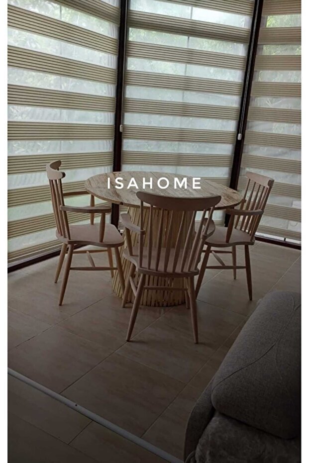 Kırlangıç Kollu Yıldız Sandalye Ham Ahşap Model 2 Adet - 2