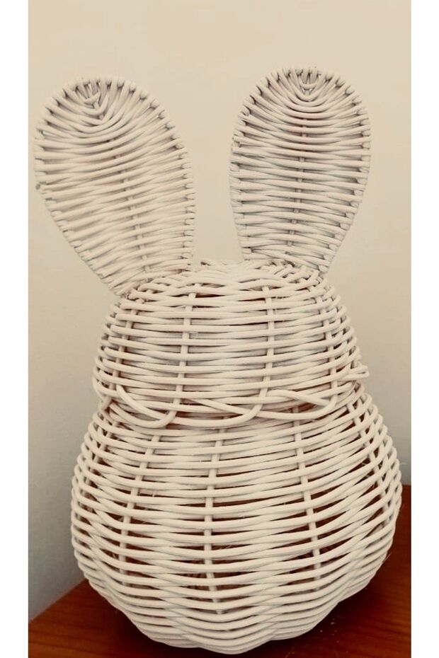 Rattan Covered Rabbit Ear Basket - Organizer - Children's Room Decoration 30 Cm