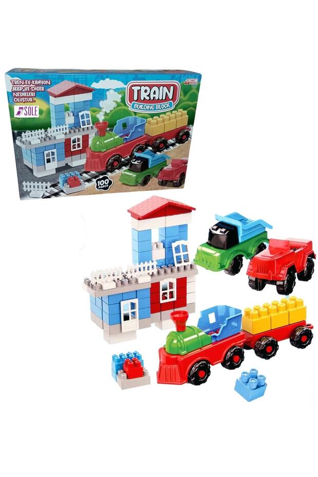 100 Pieces, Block Building Set for Train Garage - Home - Truck - Jeep and More