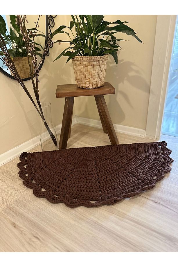 Banyo / Balkon Kapı Önü Yarımay Şeklinde Örgü Kilim Paspas - 2