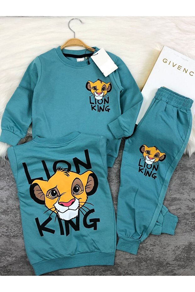 طقم موسمي مطبوع عليه Lion King - 2 خيط 100% قطن من الأسفل إلى الأعلى
