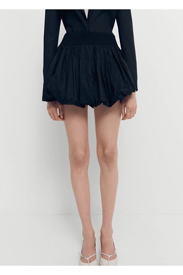 Alt Kısmı Kabarık Mini Etek - 1