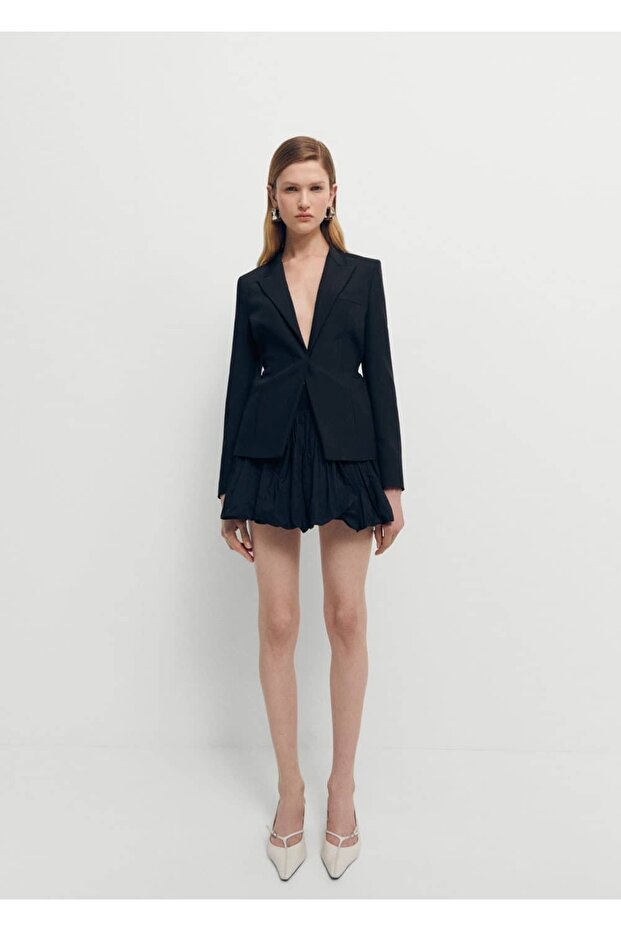 Alt Kısmı Kabarık Mini Etek - 2