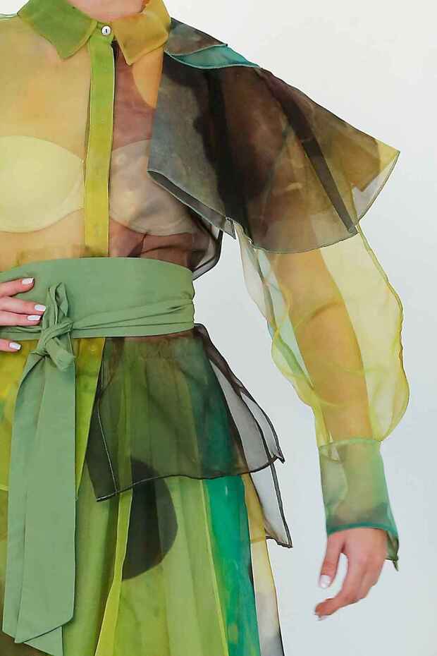 Desenli Tül Ceket - Yeşil - 5