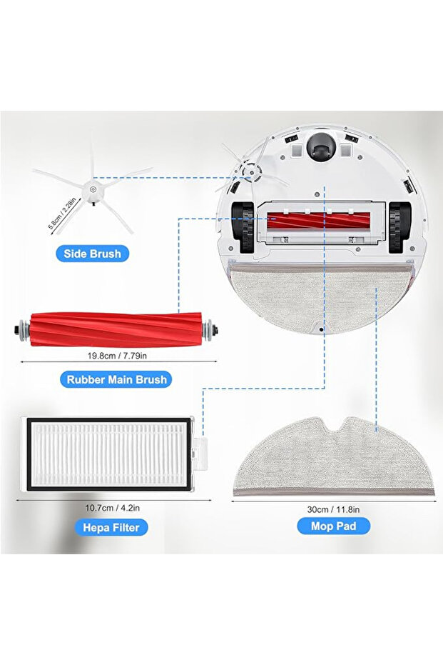مجموعة قطع غيار الممسحة المتوافقة مع Roborock Q7 Max Q7 Max Plus - قطعتان - 7