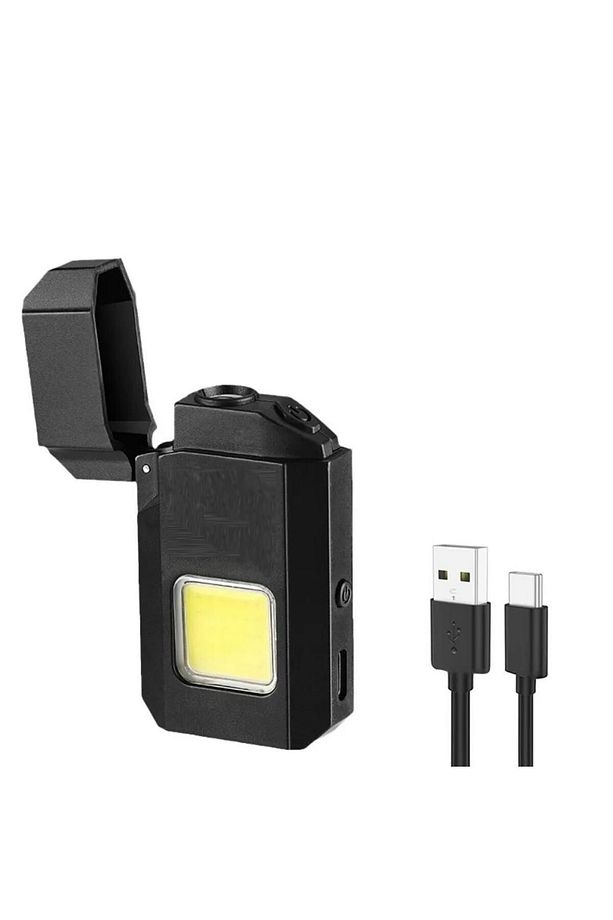 Gazsız Rezistanslı Elektrikli Usb Şarjlı Çakmak  Mini Cob El Fenerli 2 ın 1 Mini Projektörlü Çakmak - 3